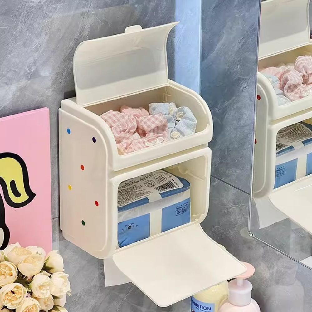 Hộp Đựng Giấy Vệ Sinh Dán Tường Chống Nước, Hộp Đựng Giấy Nhà Tắm Có Ngăn Đựng Đồ Không Cần Khoan