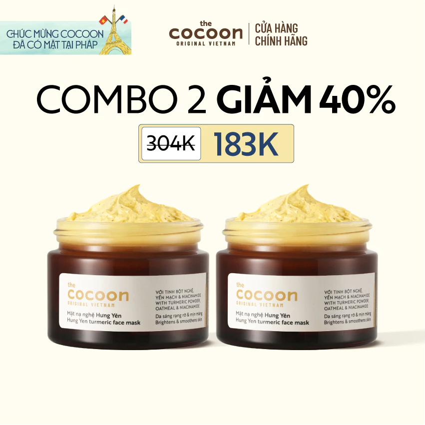 [MUA 2 GIẢM 40%] Combo 2 Mặt Nạ Nghệ Hưng Yên Giúp Sáng Da Và Mờ Thâm Cocoon 30ml