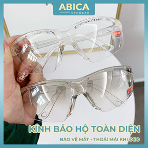 Kính mắt bảo hộ nữ nam mắt kính trong suốt chống giọt bắn khói bụi thời trang phong cách Hàn Quốc bền đẹp ABICA 054