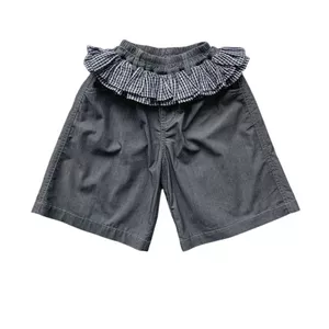 CANDI MIMI Quần denim lửng cạp viền bèo kẻ NL6625