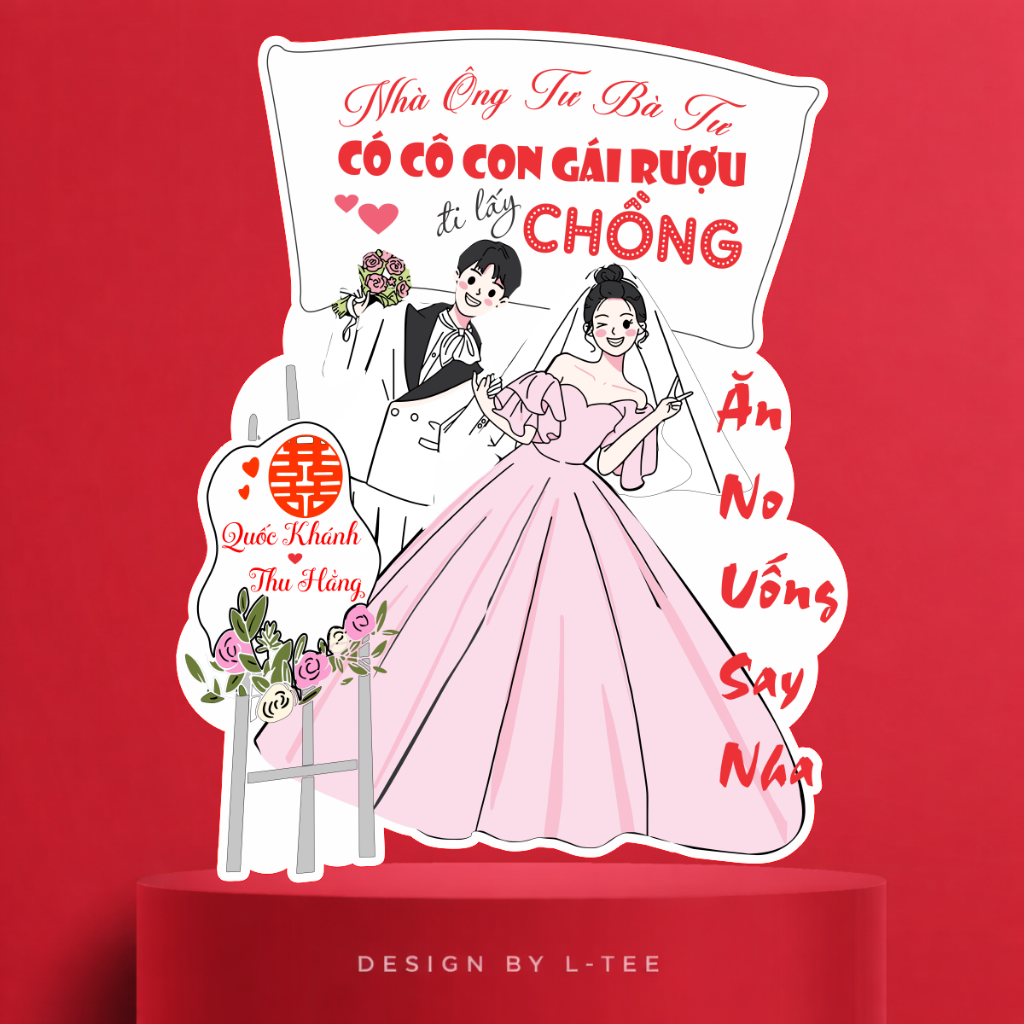 Bảng Welcome Đám Cưới Chibi Cô Dâu Chú Rể In Tên Theo Yêu Cầu Kèm Biển Chỉ Dẫn Dễ Thương