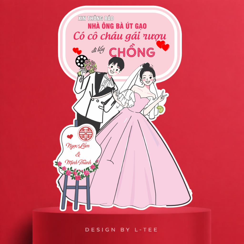 Bảng Welcome Đám Cưới Chibi Cô Dâu Chú Rể In Tên Theo Yêu Cầu Kèm Biển Chỉ Dẫn Dễ Thương