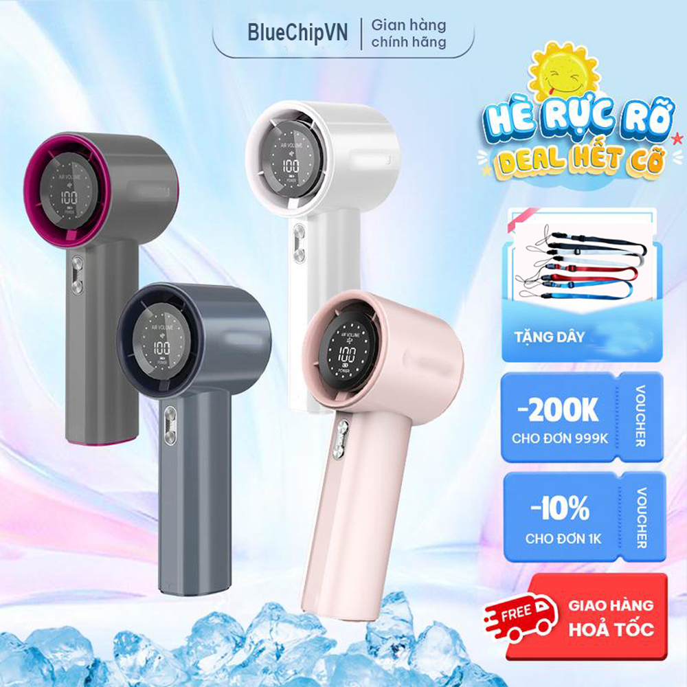 Quạt Cầm Tay Mini Màn LED 4000mAh Sạc Nhanh quạt tích điện mini 100 tốc độ gió Siêu Cấp