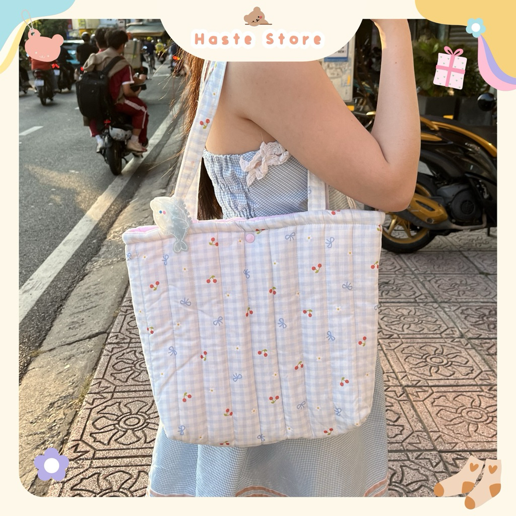 Túi Tote Nữ Giỏ Xách Phao Hoạ Tiết Đáng Yêu Dễ Thương Hàn Quốc Phong Cách Quà Tặng Thời Trang