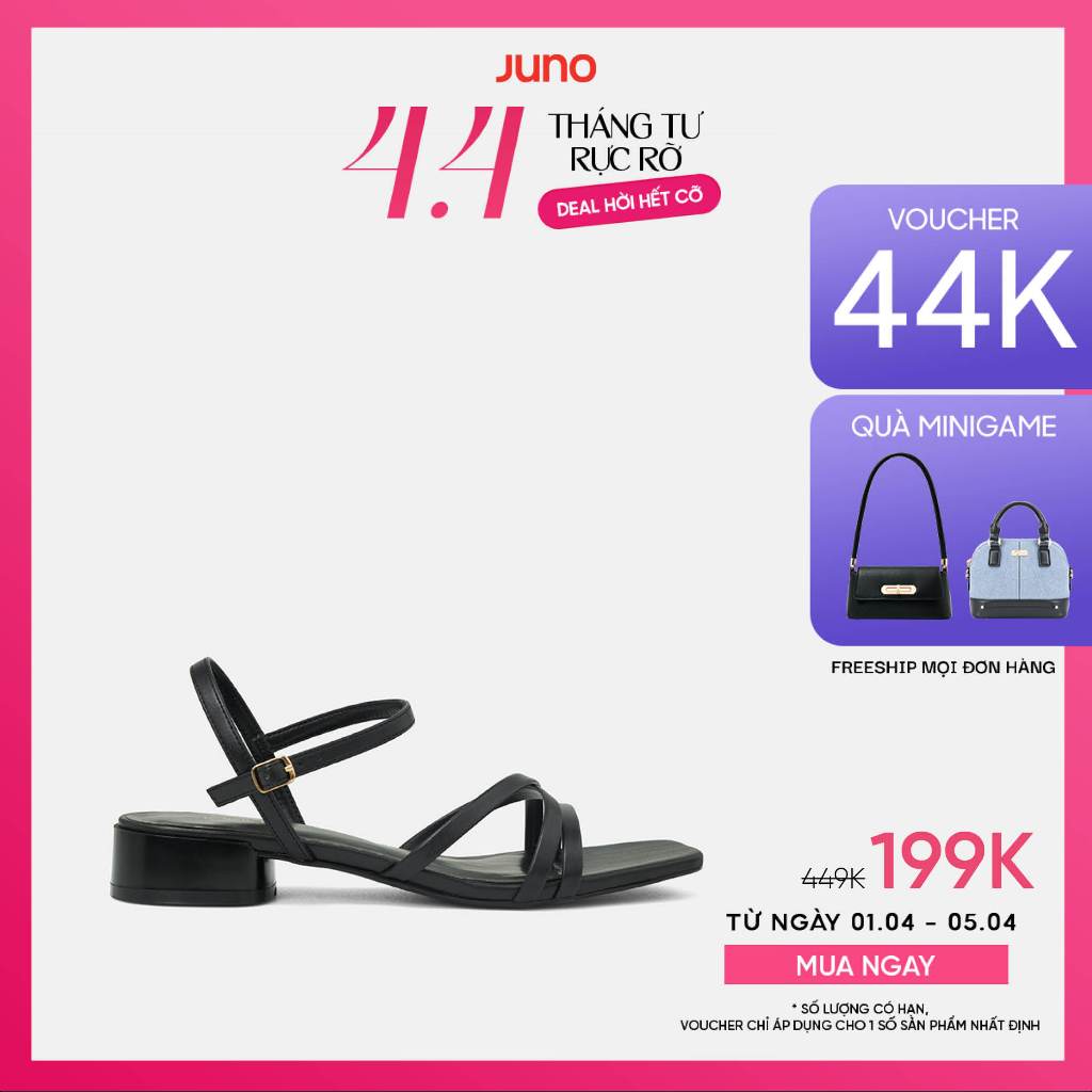 Giày Sandal Nữ 3cm Thời Trang JUNO Gót Thấp Quai Chéo SD03074
