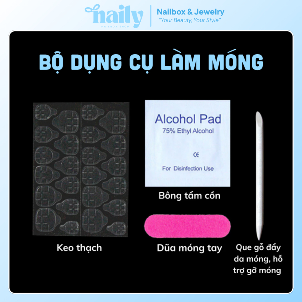 Miếng 24 keo dán móng, thạch dán móng loại tốt, siêu bền, chắc, giữ lâu tới 2 tuần