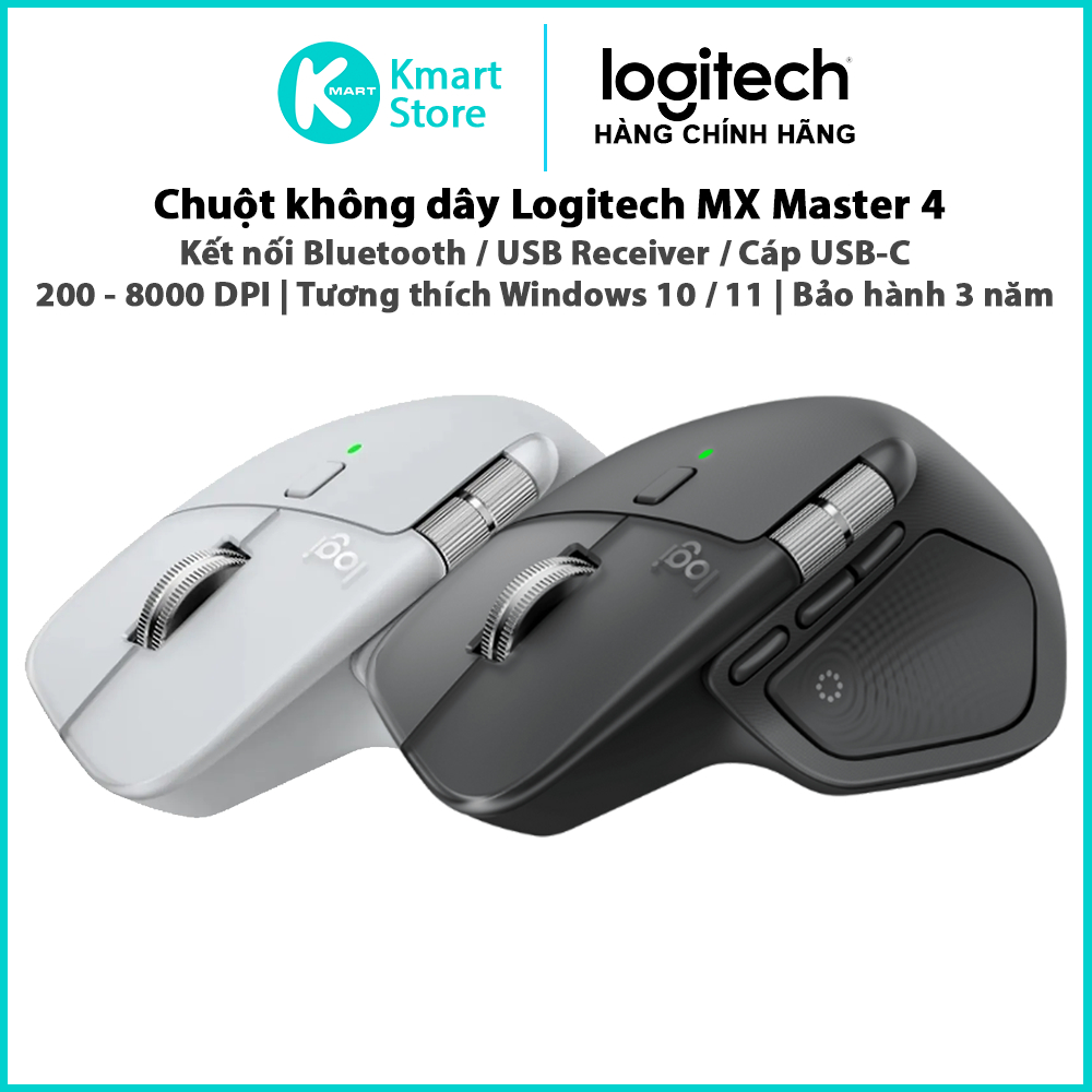 Chuột không dây Logitech MX Master 4 | Kết nối Bluetooth / 2.4Ghz / Cáp | Tương thích Windows / MacOS | Bảo hành 1 năm | BigBuy360 - bigbuy360.vn