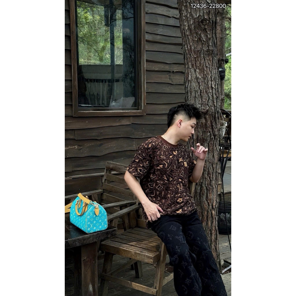 ÁO thun nam cổ tròn họa tiết thêu tay ngắn phong cách trẻ trung chuẩn from