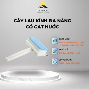 Cây Lau Kính Đa Năng Có Gạt Nước, TIDY SHOP, Bàn Chải Vệ Sinh Kính, Dụng Cụ Lau Gương Cửa Kính Nhà Tắm