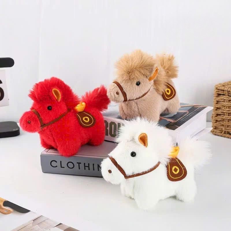 LEZA - Móc treo khóa Ngựa Thần Tài Xuân Bính Ngọ dùng treo balo, túi xách, trang trí cây nhồi bông dễ thương.