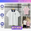 Áo thun polo New Era polo trắng sọc logo LA phong cách Hàn Quốc Unisex Nam/Nữ