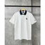 Áo thun polo New Era polo trắng sọc logo LA phong cách Hàn Quốc Unisex Nam/Nữ
