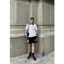 Áo thun polo New Era polo trắng sọc logo LA phong cách Hàn Quốc Unisex Nam/Nữ