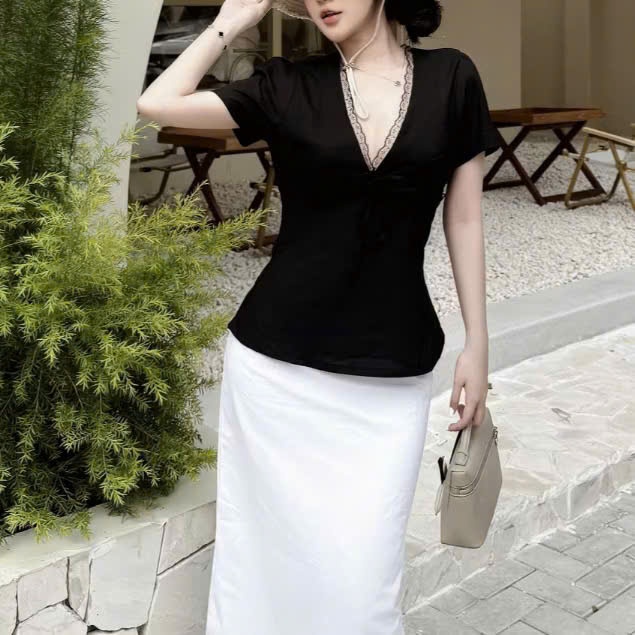 Áo Cánh Thanh Lịch Mùa Hè Cổ Bèo Nhún Buộc Dây Cho Nữ L120ED7139 - Sam Botique