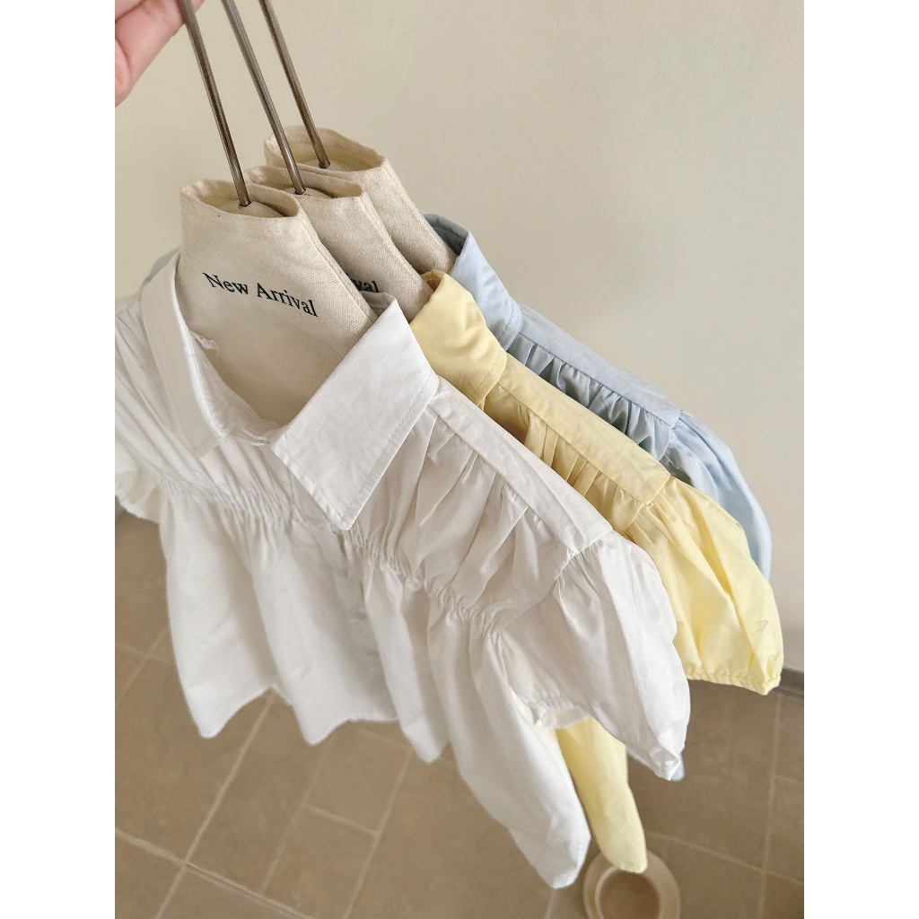 Áo sơ mi nhún cách điệu ở cổ dáng babydoll xinh 4825 A105