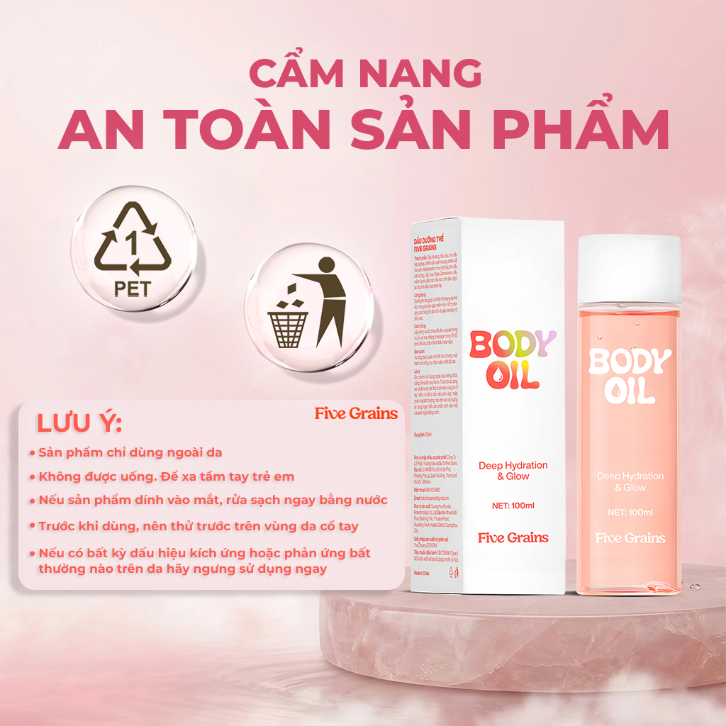 Dầu Dưỡng Thể Five Grains Body Oil Dưỡng Ẩm, Tăng cường dưỡng sáng da 100ml