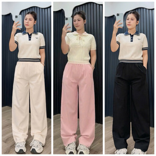 [DEAL HOT] Quần Ống Rộng Vải Đũi Vân Mây Nhăn Dáng Suông Cạp Cao Tôn Dáng có bản Nấm 90cm  và bản Dài 100cm