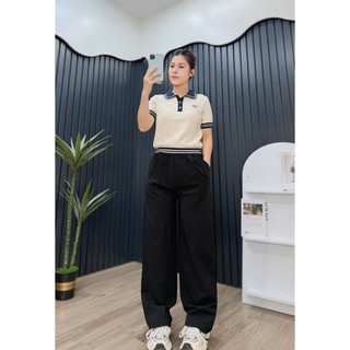 [DEAL HOT] Quần Ống Rộng Vải Đũi Vân Mây Nhăn Dáng Suông Cạp Cao Tôn Dáng có bản Nấm 90cm  và bản Dài 100cm
