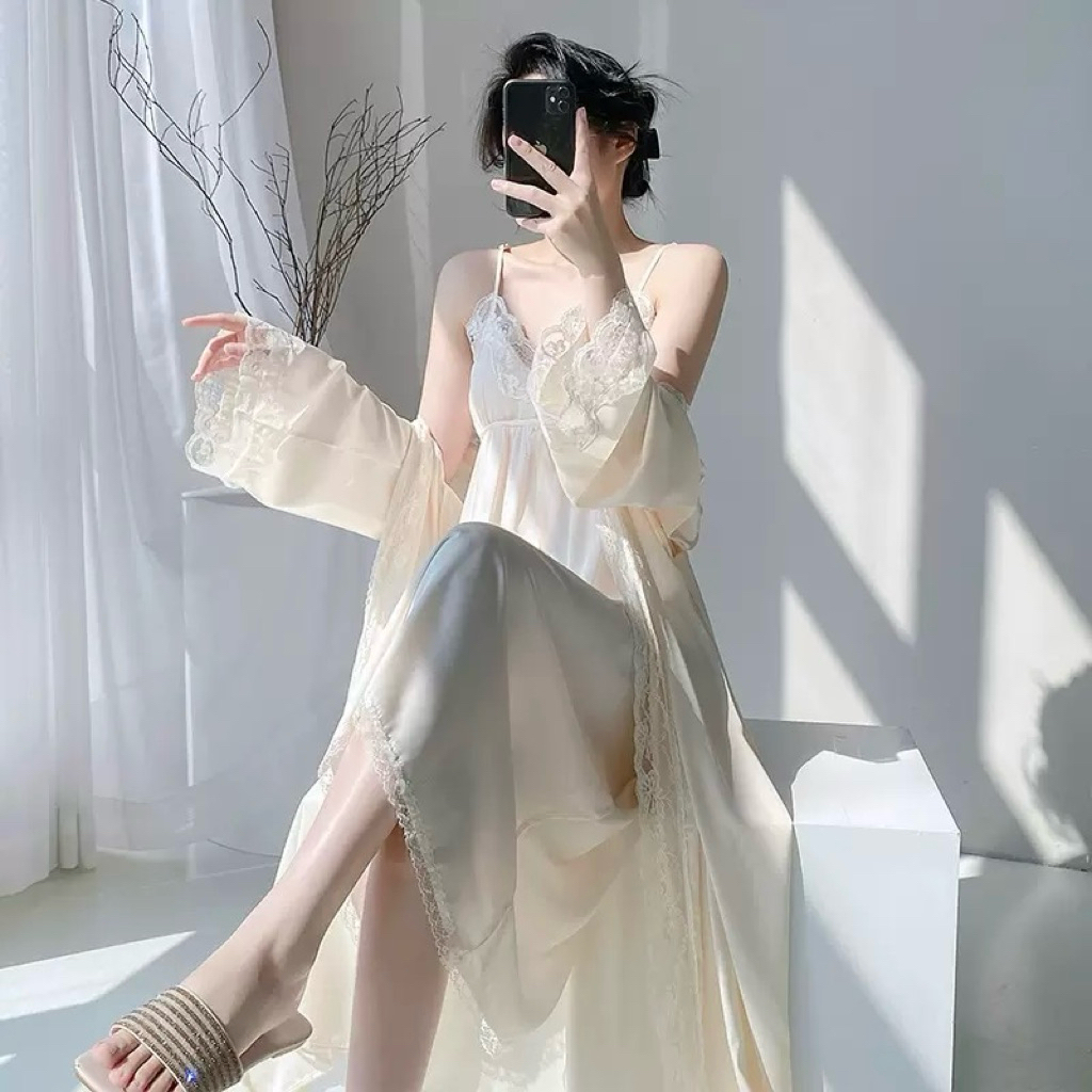 Đầm Lụa Dài Mặc Nhà Phong Cách Quyến Rũ