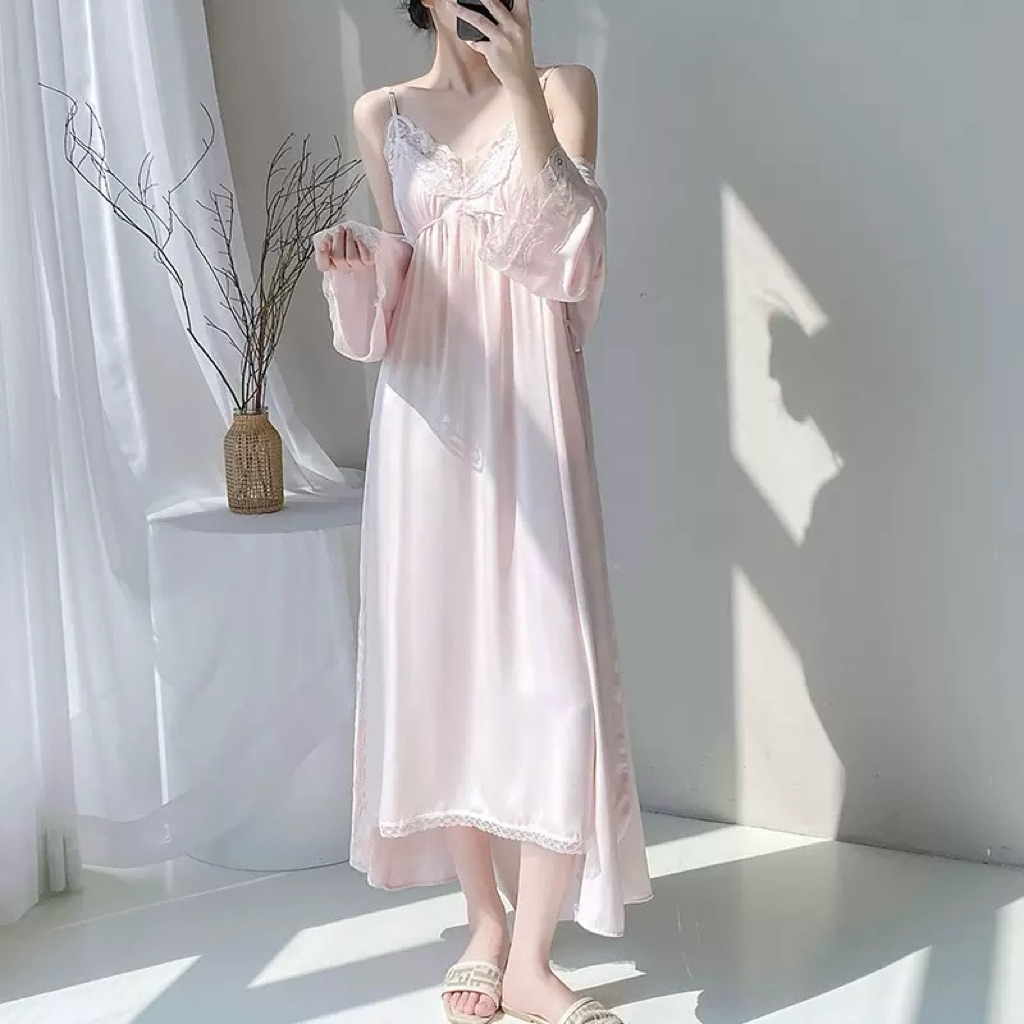 Đầm Lụa Dài Mặc Nhà Phong Cách Quyến Rũ