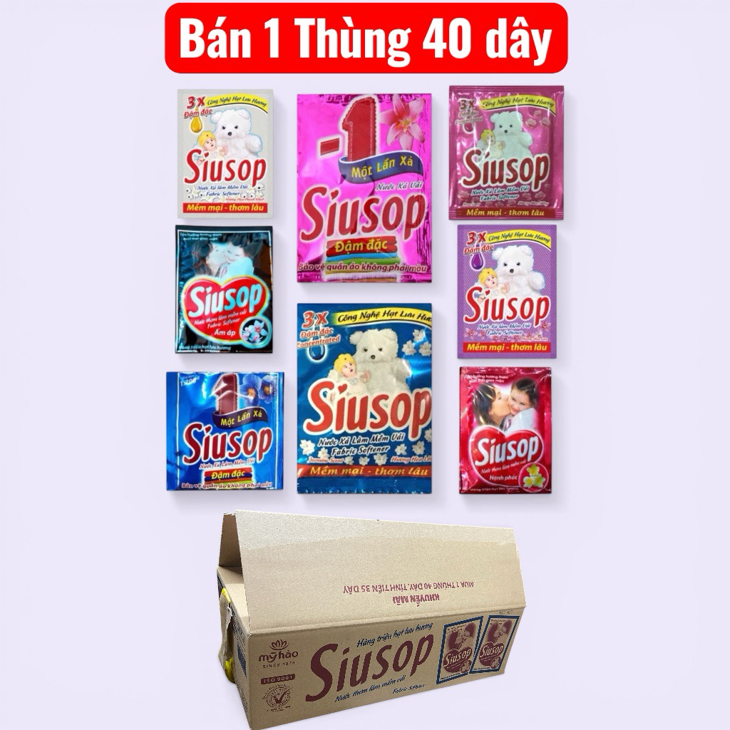 Bán 1 Thùng 40 Dây Nước Xả Vải Siusop Đậm Đặc 3X – Mềm Mại, Thơm Lâu, Giữ Màu Quần Áo Chính Hãng