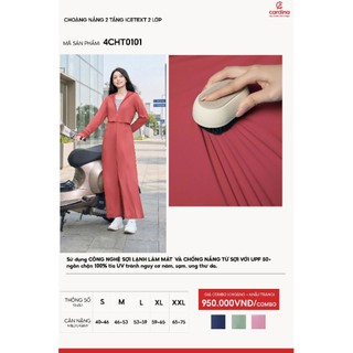 (Có sẵn)Áo chống nắng nữ CARDINA thiết kế 2 tầng Icetext 2 lớp chống tia cực tím hiệu quả chỉ số UPF 50+ 4CHT01