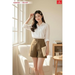 6QSA13 Quần đùi nữ CARDINA quần short tuýt si cạp cao trẻ trung năng động 6QSA13