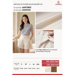 6QSA13 Quần đùi nữ CARDINA quần short tuýt si cạp cao trẻ trung năng động 6QSA13