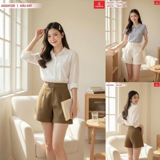 6QSA13 Quần đùi nữ CARDINA quần short tuýt si cạp cao trẻ trung năng động 6QSA13