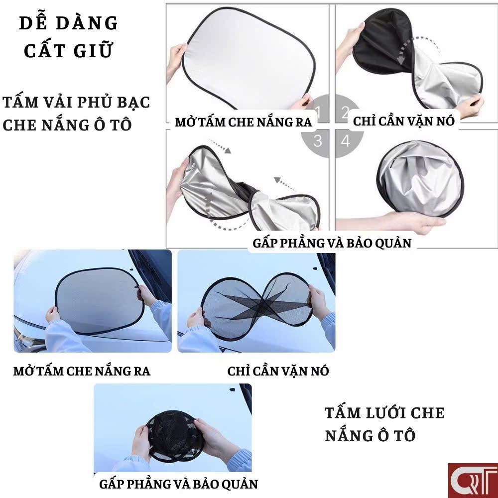 Tấm che nắng ô tô gấp gọn – Tấm chắn nắng kính lái phủ bạc chống nóng, cách nhiệt, dễ gấp gọn
