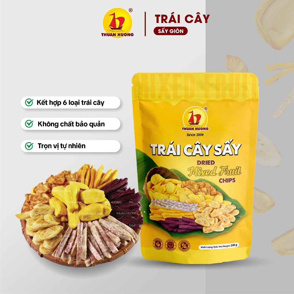 Quà tặng - Mít sấy, Trái cây sấy, Chuối sấy - 75g túi zip - Ăn vặt hàng chuẩn xuất khẩu Thuận Hương