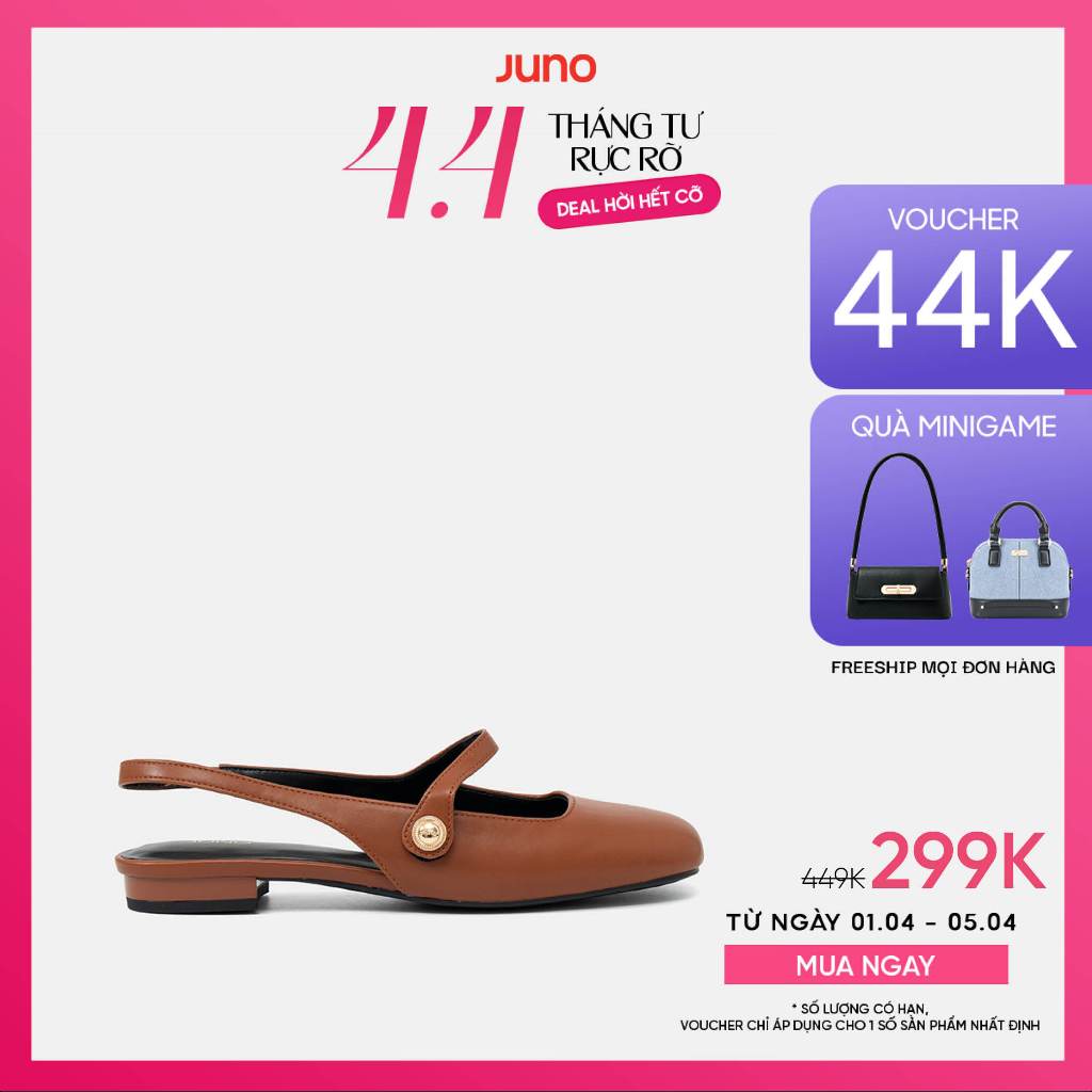 Giày Búp Bê Nữ 3cm Thời Trang JUNO Slingback Mũi Tròn BB03139