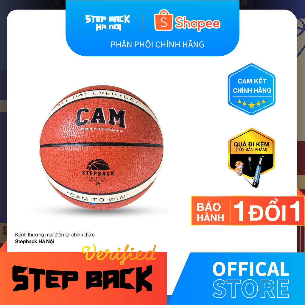 Bóng rổ CAM Stepback size 6,7 chuẩn thi đấu, da PU chơi indoor và outdoor