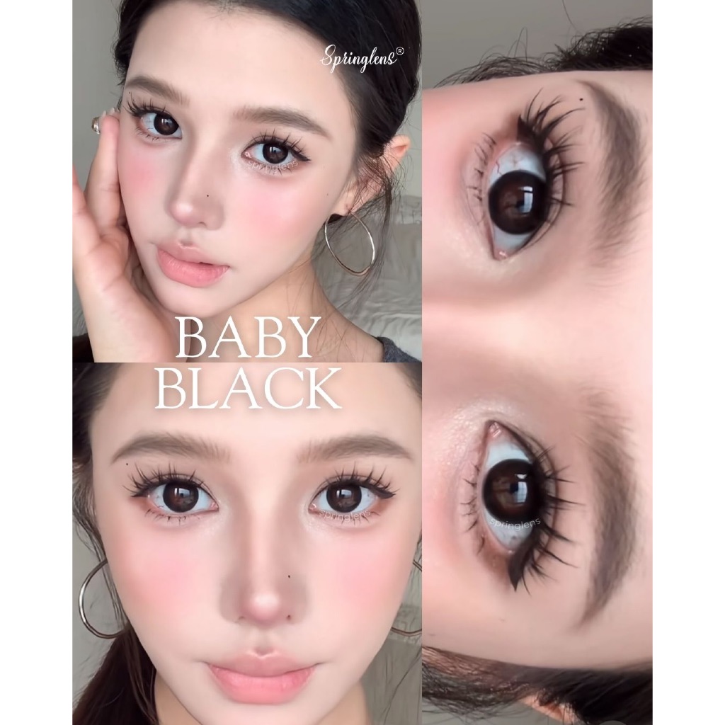Kính áp tròng MPC đen tuyền giãn tròng to BABY NAY BLACK búp bê hot girl 1-3 tháng 0-7 độ | Spring Lens