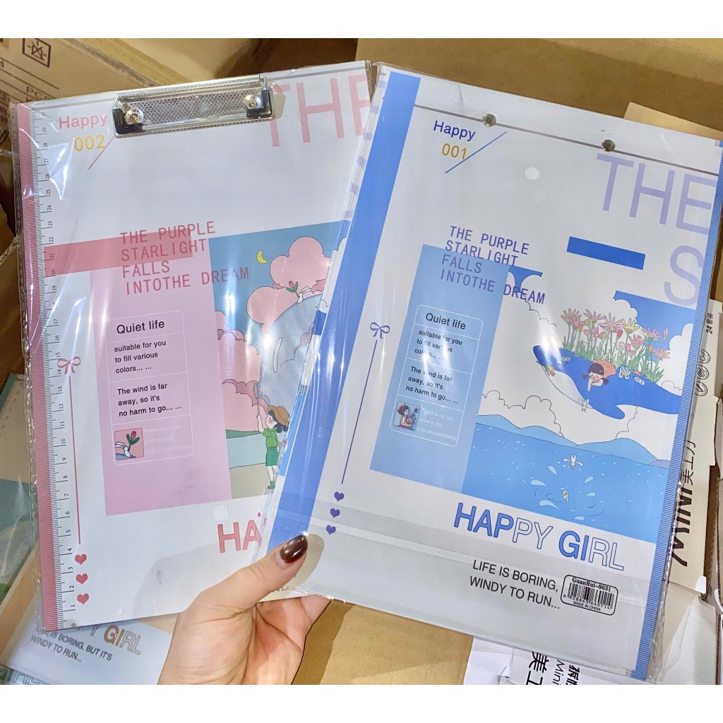Bảng Kẹp Tài Liệu A4 Có Thước Clipboard Nhựa Cứng Học Sinh Văn Phòng
