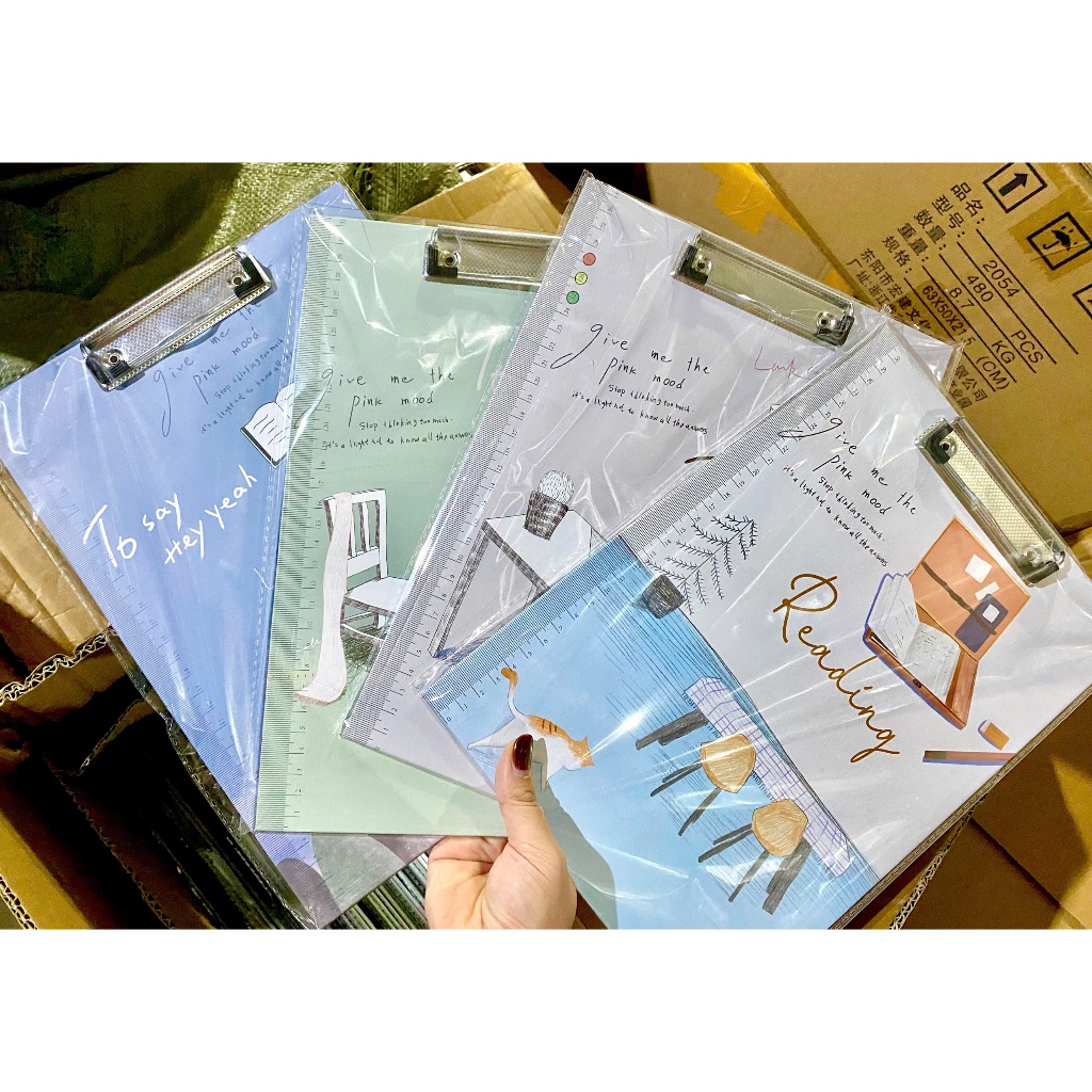 Bảng Kẹp Tài Liệu A4 Có Thước Clipboard Nhựa Cứng Học Sinh Văn Phòng