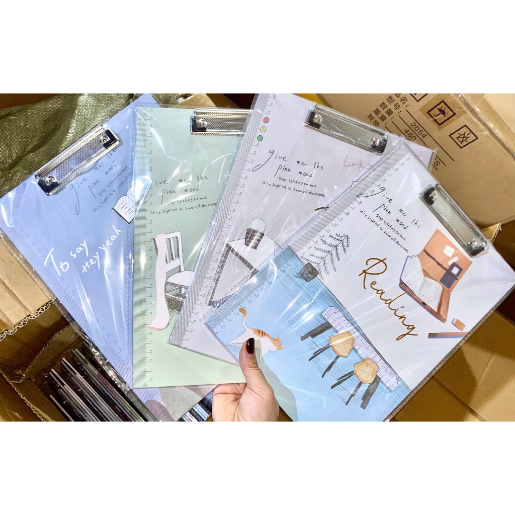 Bảng Kẹp Tài Liệu A4 Có Thước Clipboard Nhựa Cứng Học Sinh Văn Phòng