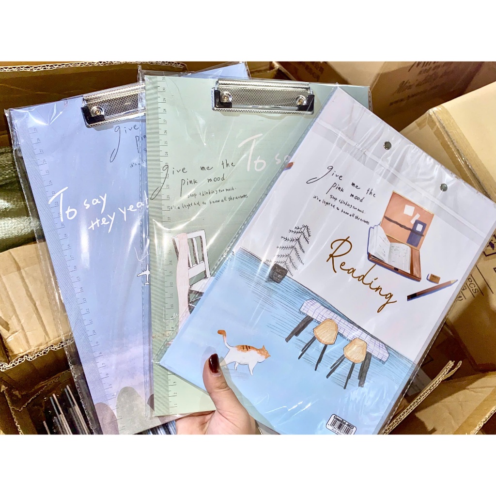 Bảng Kẹp Tài Liệu A4 Có Thước Clipboard Nhựa Cứng Học Sinh Văn Phòng
