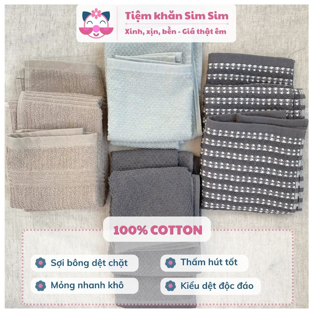Khăn đa năng 45x71cm phong cách Bắc Âu 100% cotton – Khăn lau thấm hút tốt mỏng nhanh khô
