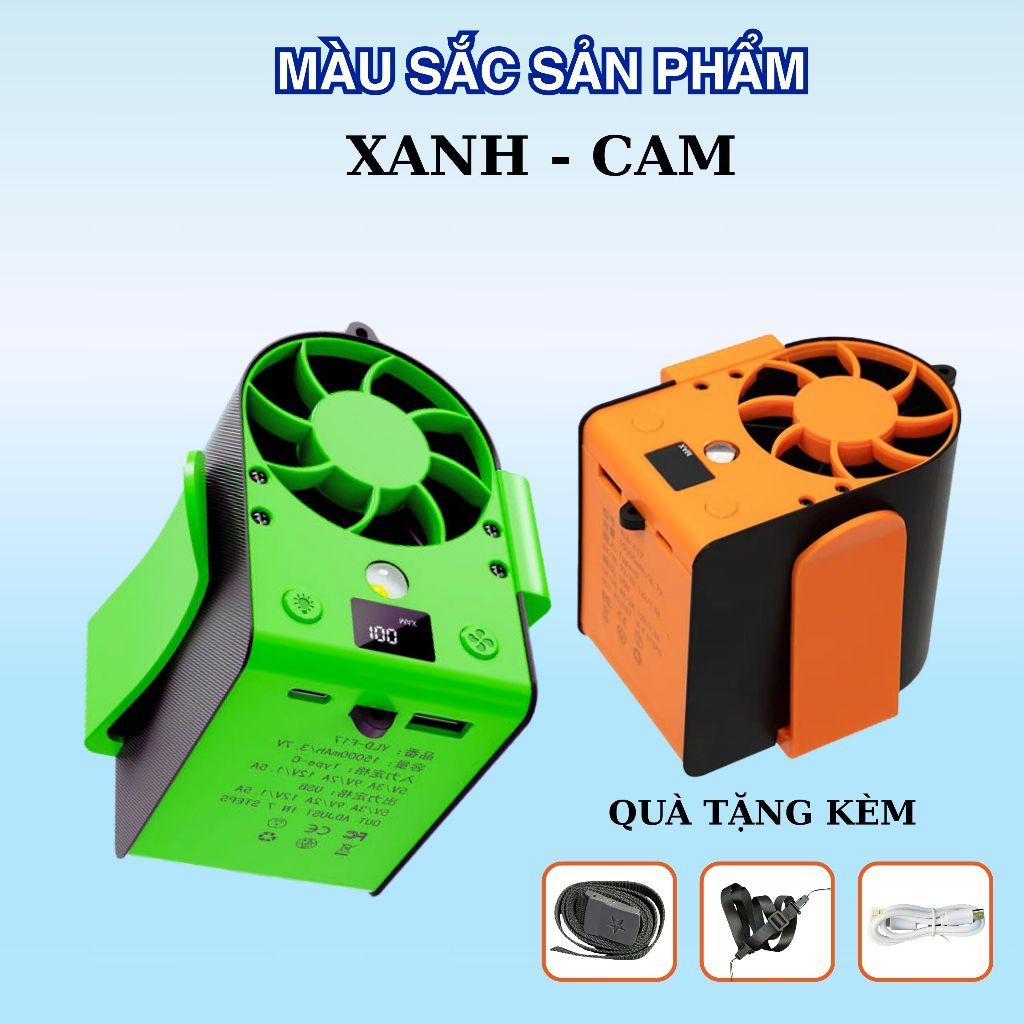 [TẶNG PHỤ KIỆN] Quạt Mini Đeo Thắt Lưng F13 - F17 Dung Lượng  10.000Mah Và 15.000Mah, Quạt Đeo Hông Kiêm Sạc Dự Phòng