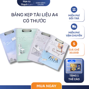 Bảng Kẹp Tài Liệu A4 Có Thước Clipboard Nhựa Cứng Học Sinh Văn Phòng
