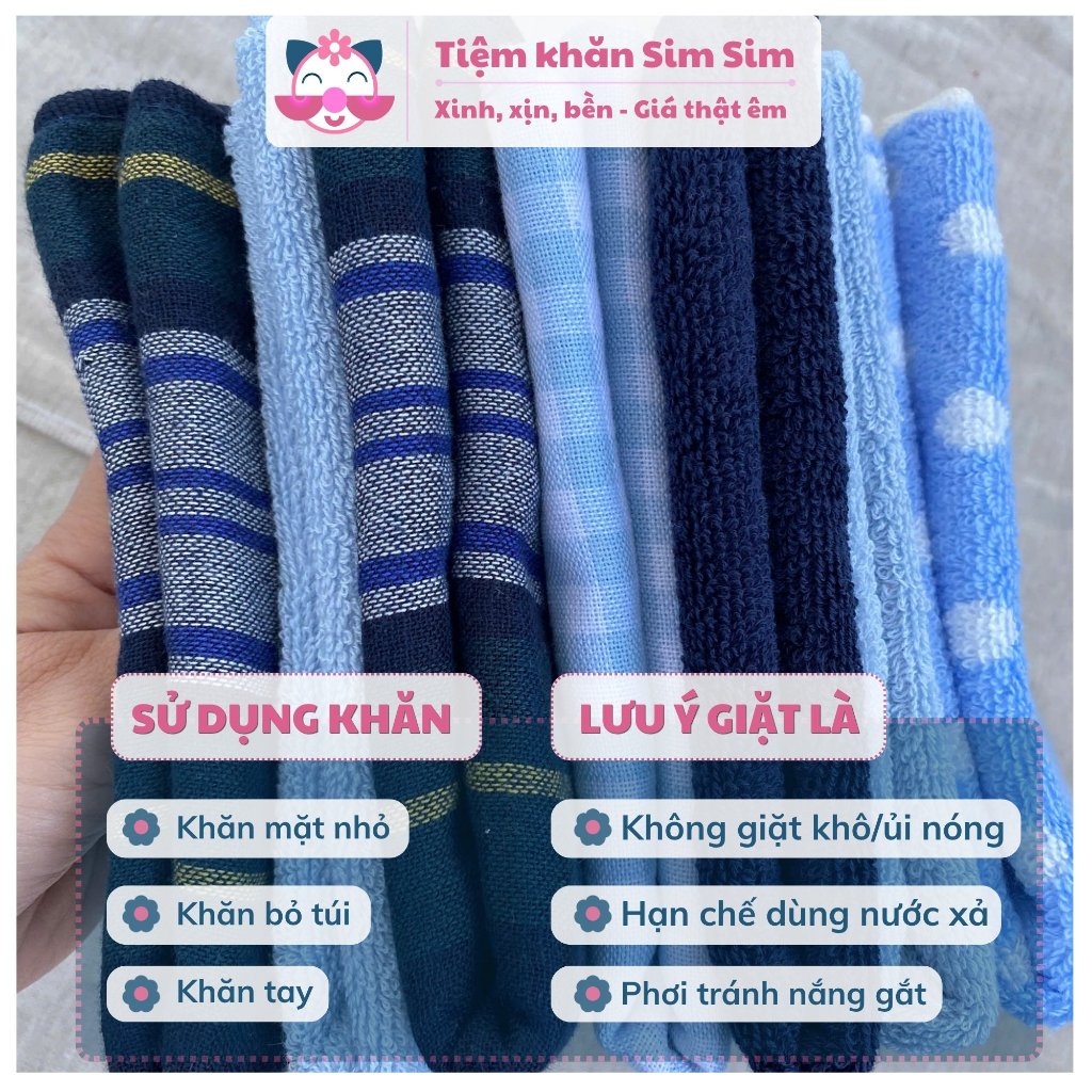 Combo 2 khăn 34x34cm chất xịn 100% cotton thấm hút tốt lau mồ hôi khi tập thể tha