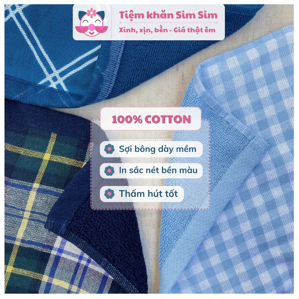 Combo 2 khăn 34x34cm chất xịn 100% cotton thấm hút tốt lau mồ hôi khi tập thể tha