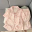 Bộ mặc nhà pyjama (áo cộc quần dài) chất đũi vân mây mềm mại phong cách Hàn Quốc hoạ tiết nhẹ nhàng đáng yêu