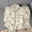 Bộ mặc nhà pyjama (áo cộc quần dài) chất đũi vân mây mềm mại phong cách Hàn Quốc hoạ tiết nhẹ nhàng đáng yêu
