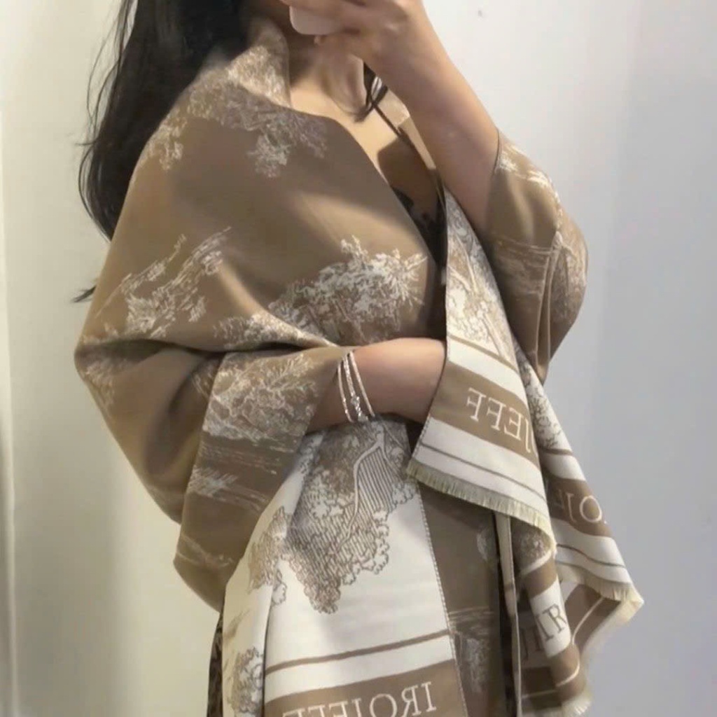LEZA - Khăn choàng dạ hoa cao cấp, Khăn len mùa đông choàng cổ, quàng người, che nắng, đi chơi, đi học, đi làm