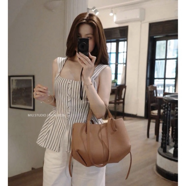 Áo 2S peplum cổ vuông thiết kế xẻ tà đính khuy bọc cao cấp, Áo kiểu nữ dáng xoè che khuyết điểm thanh lịch sang chảnh