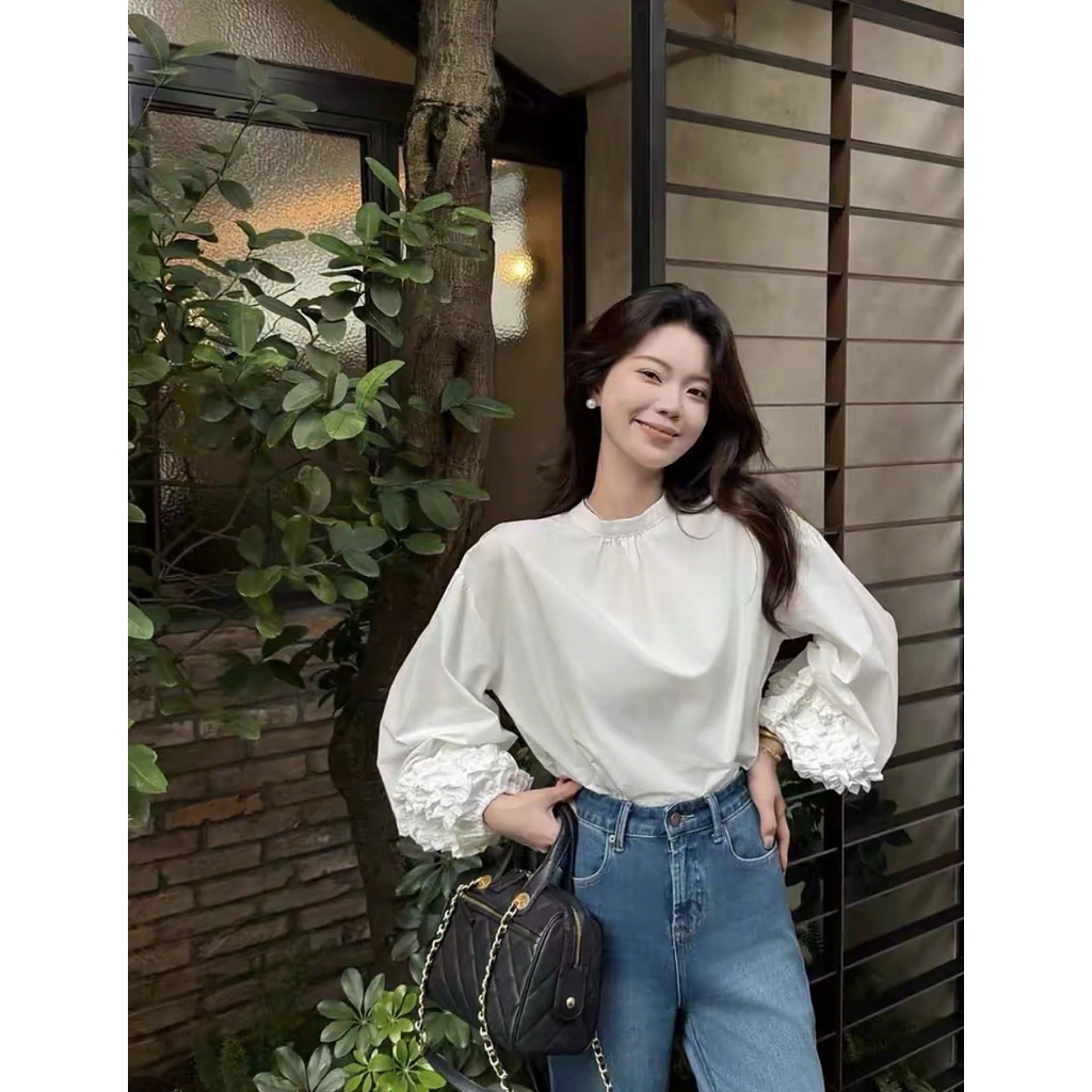 [VIDEO/ LOẠI 1] Áo Sơ Mi Cổ Tròn Nữ Bo Chun Xếp Bèo Tiểu Thư Thanhhuyen clothings (B224)