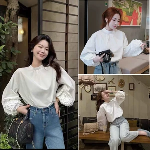 Áo Sơ Mi Cổ Tròn Nữ Bo Chun Xếp Bèo Tiểu Thư Thanhhuyen clothings (B224)