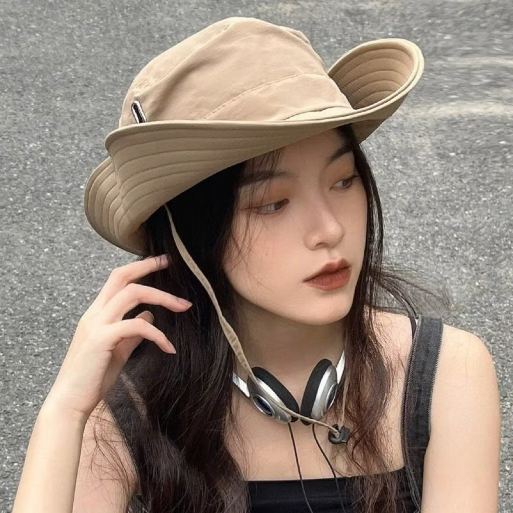 Mũ cao bồi dây rút chống nắng - Nón bucket vành rộng chống tia uv